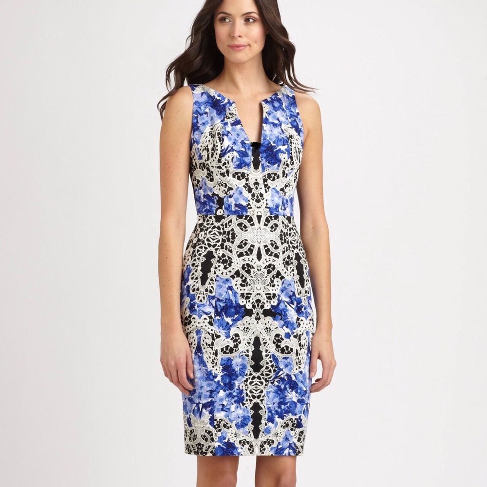 Elie Tahari Graphic Print Sleeveless Sheath Dress - Picture 3 of 8